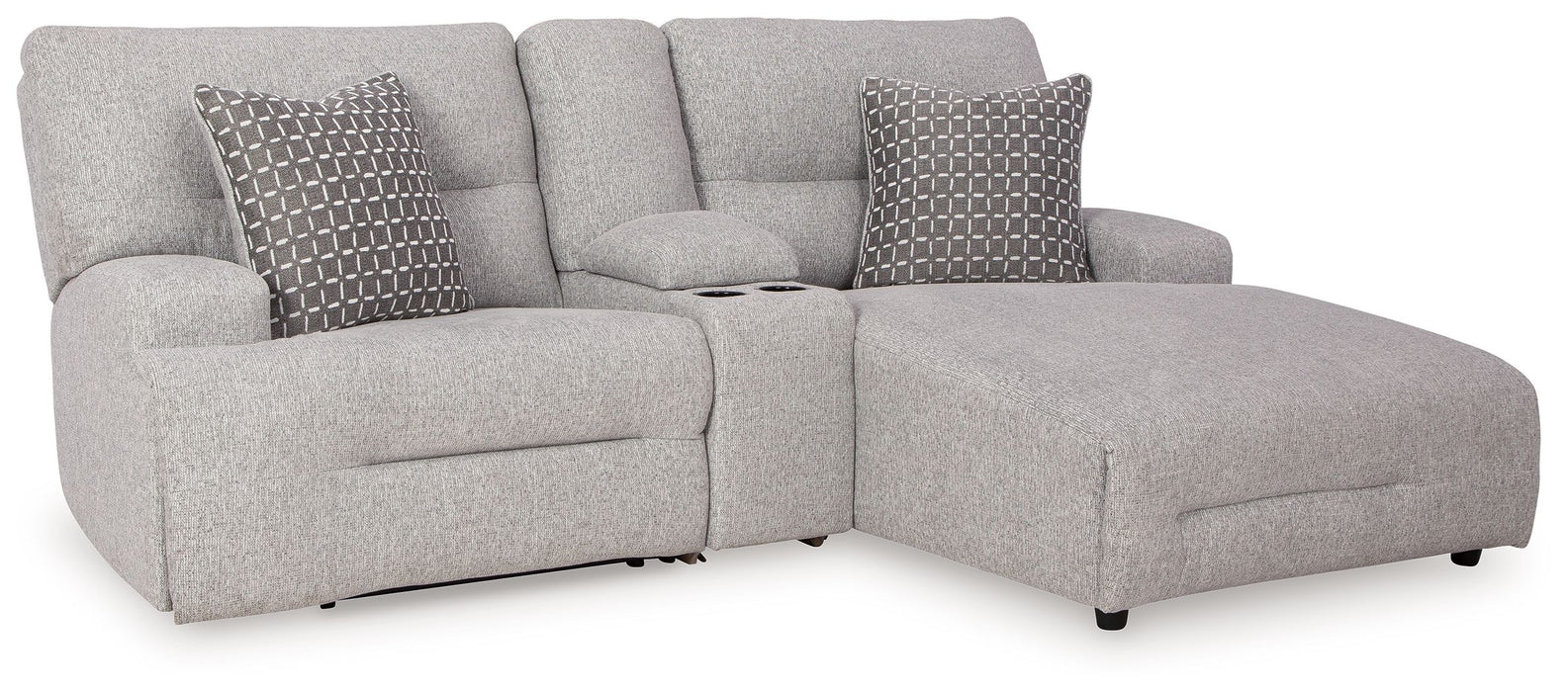 Acklen Place - Pewter - 4 Pc. - 3-Piece Power Reclining Sectional Sofa With Raf Chaise, Wide Seat Power Recliner