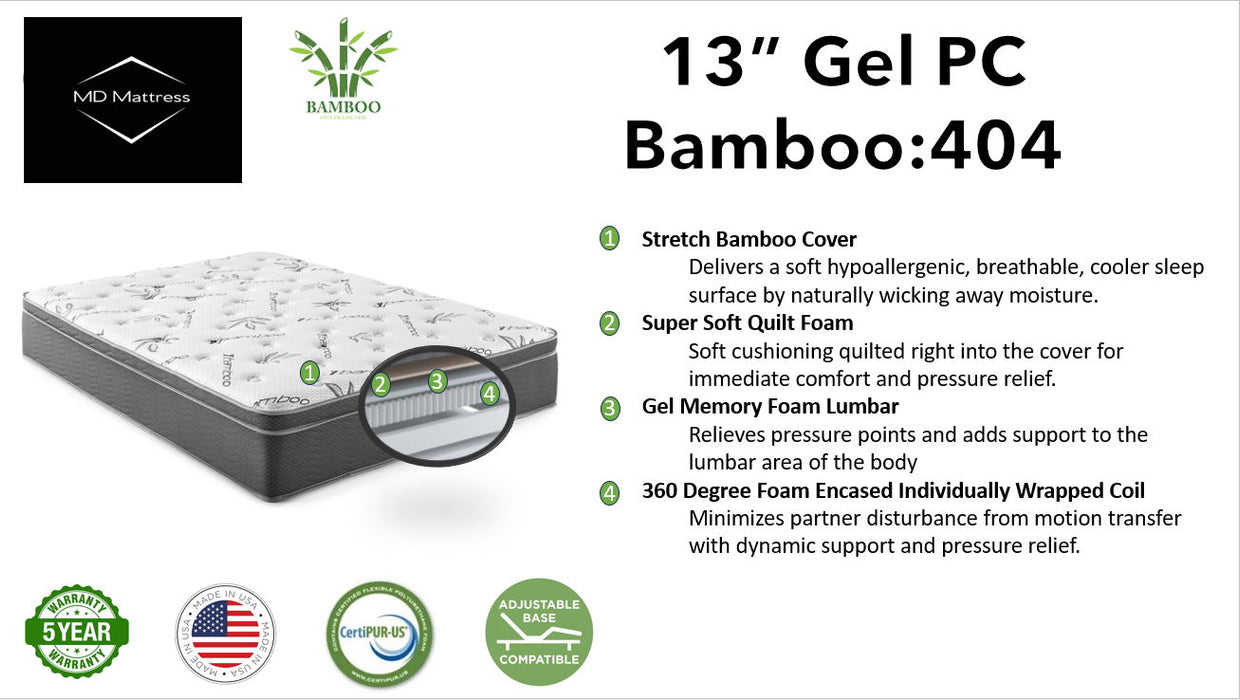 13" GPC Euro-Top Bamboo Queen Mattress