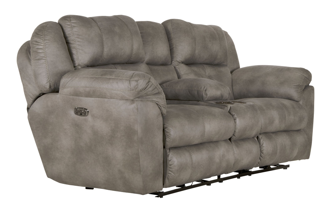 Ferrington - Power Lay Flat Reclining Console Loveseat with Power Adjustable Headrest & Lumbar