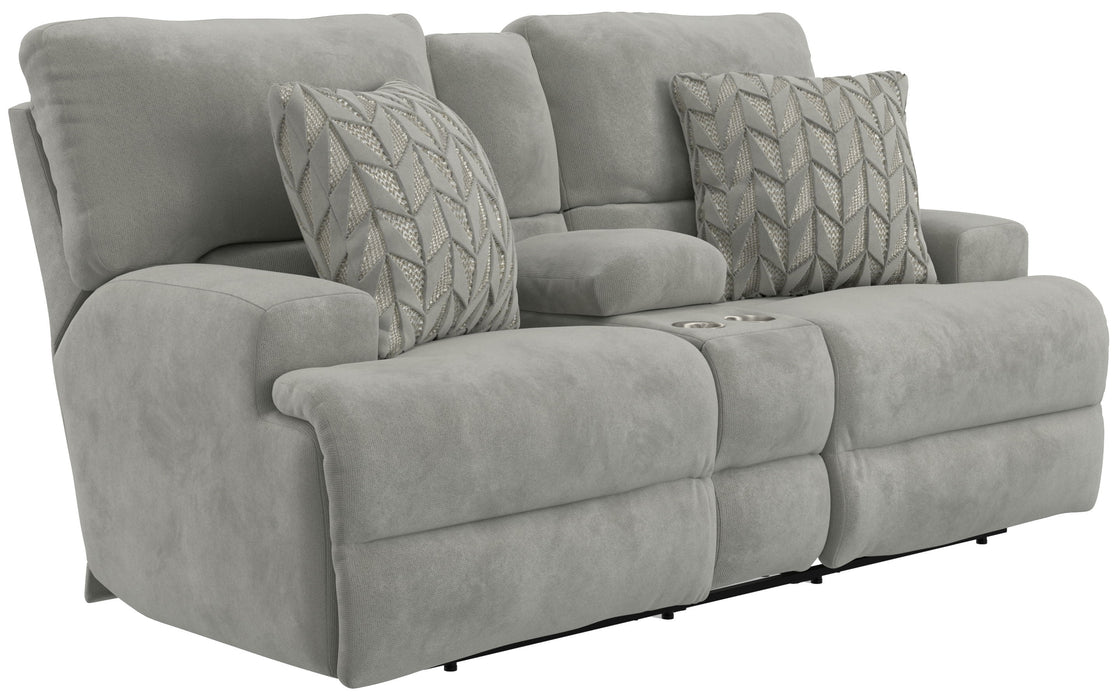 Renaldo - Power Lay Flat Recline Console Loveseat With Zero Gravity - Stone