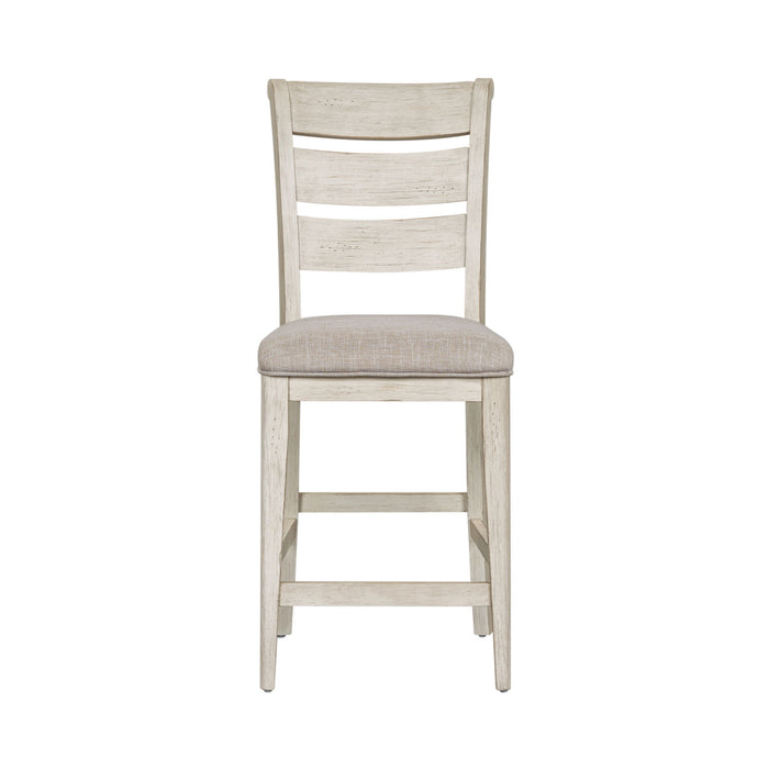 Farmhouse Reimagined - Ladder Back Upholstered Counter Chair - White