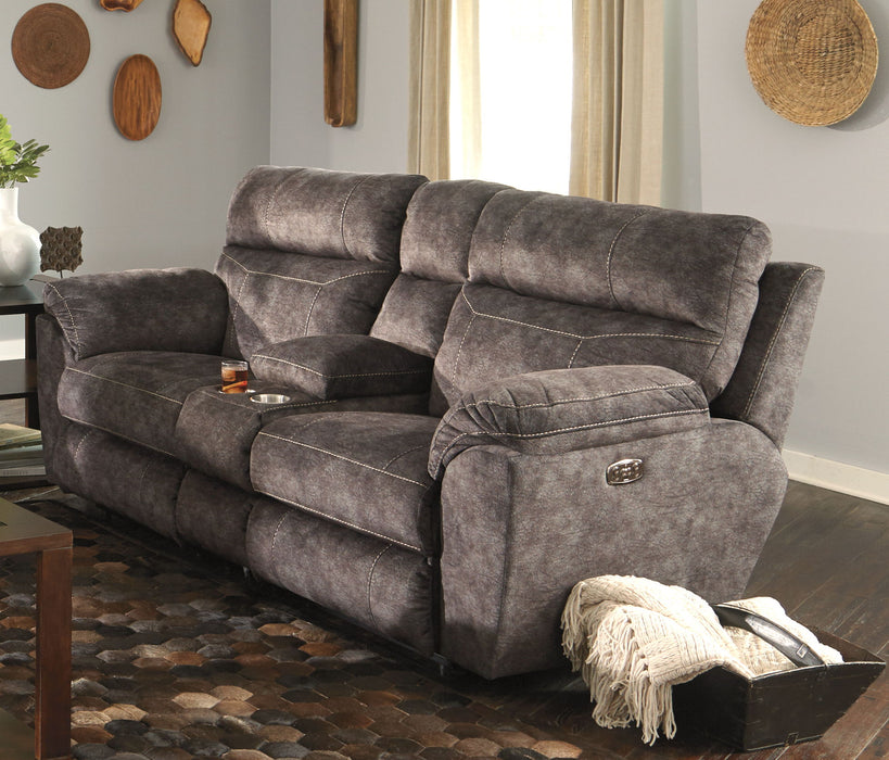 Sedona - Power Hdrst With Lumbar Lay Flat Reclining Console Loveseat With Storage & Cupholders