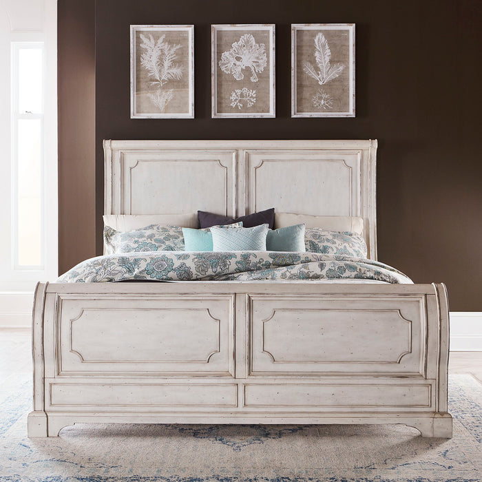 Abbey Road - 3 Piece Bedroom Set (California King Sleigh Bed, Dresser & Mirror) - White