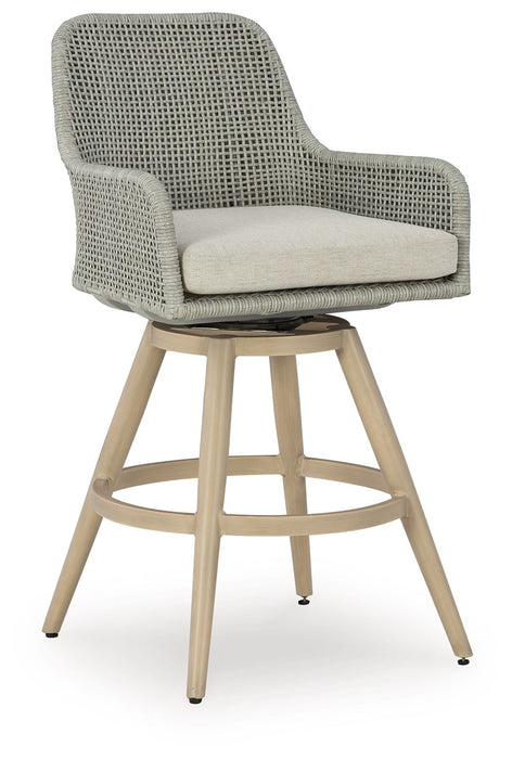 Seton Creek - Beige / Gray - Barstool With Cushion (Set of 2)