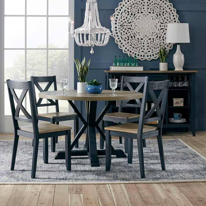 Lakeshore - 5 Piece Pedestal Table Set - Navy